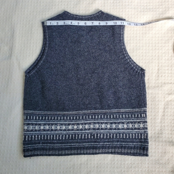 Wool sweater vest unisex size Small gray knit by Express Bleus - Picture 7 of 7